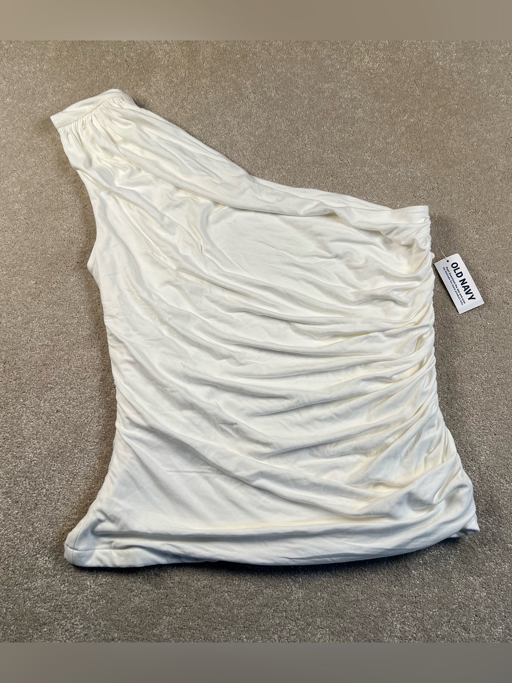 Old Navy Tank One Shoulder Cream Ruched NWT Women's Large